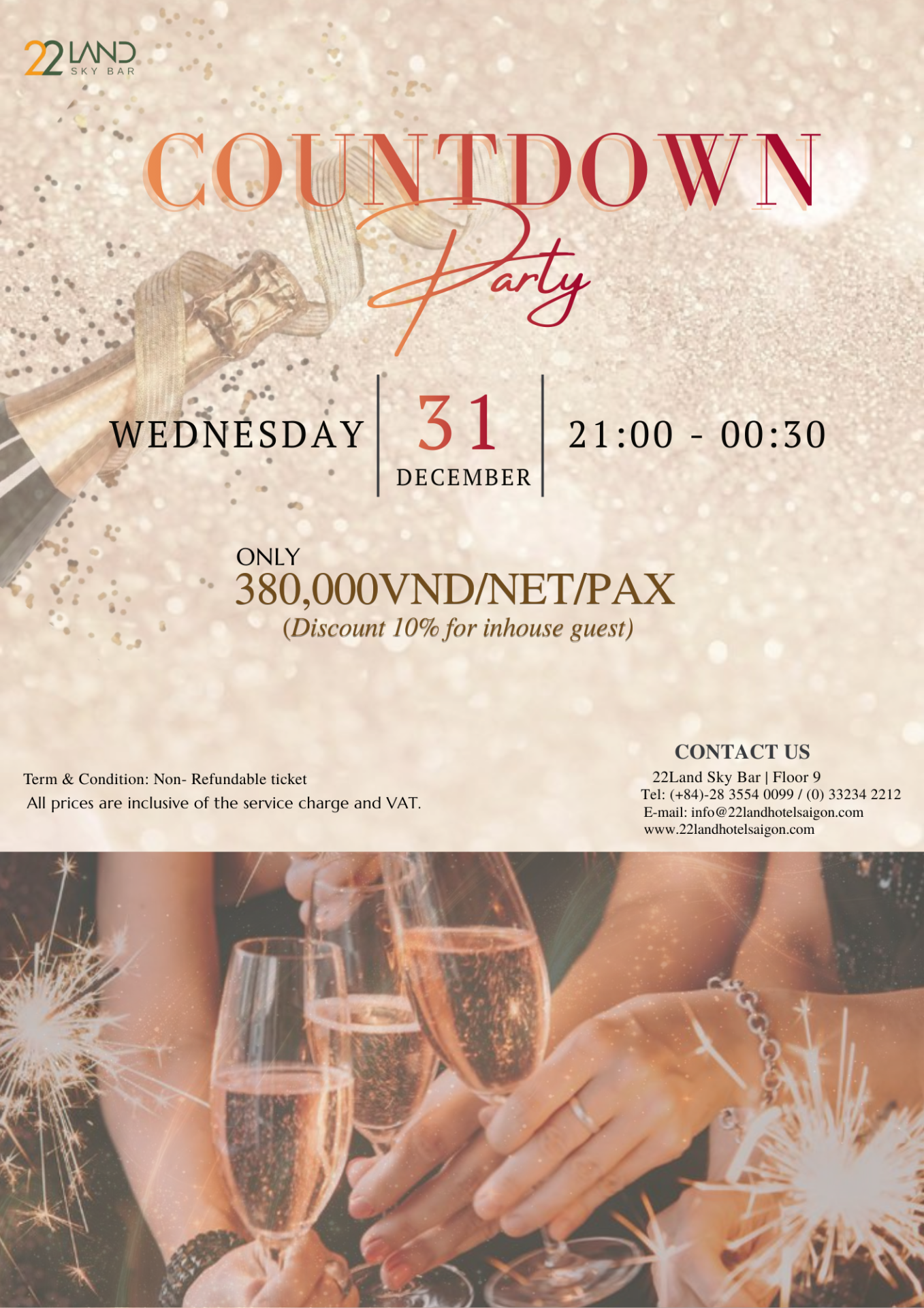 Chào Đón Năm Mới tại 22Land Sky Bar 2026